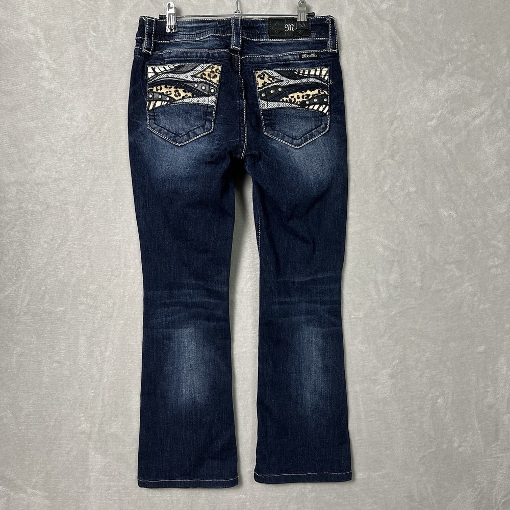 Miss Me Boot Cut Jeans Womens 28x27.5‎ Blue Embroidered Bling Western Y2K HEMMED